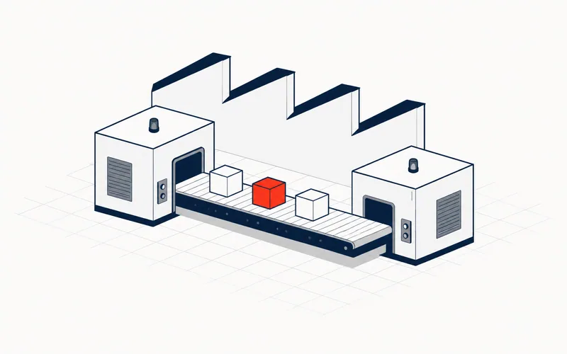 Isometric illustration of a manufacturing plant