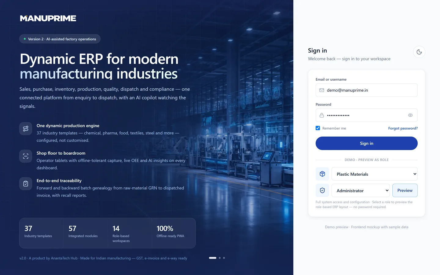 Sign-in with role preview