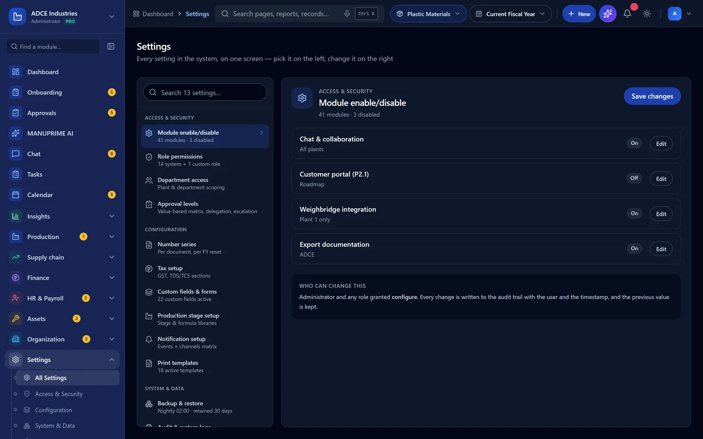 Subscription and billing inside MANUPRIME