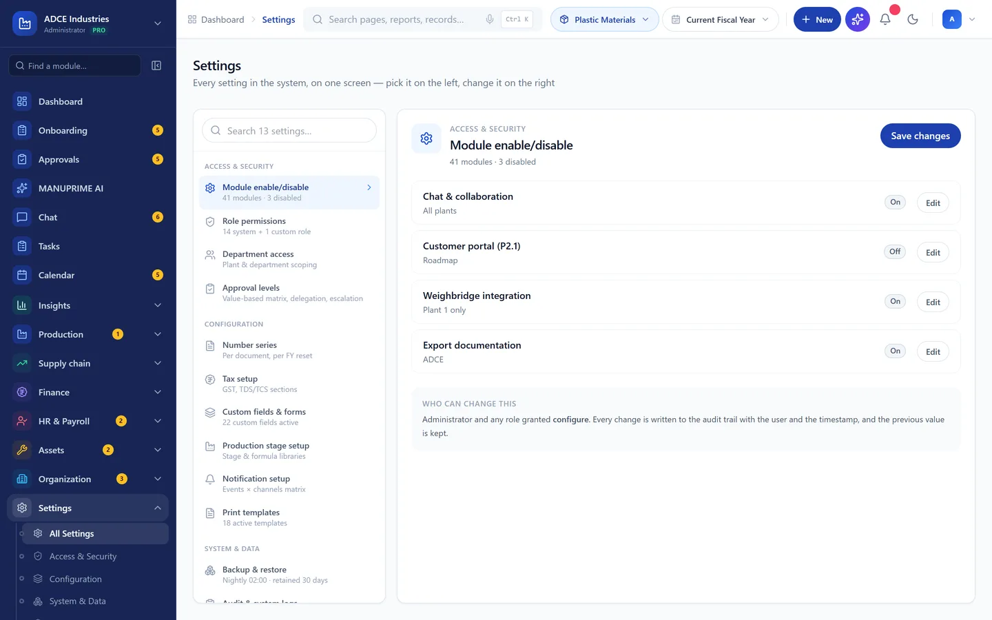 Subscription and billing inside MANUPRIME